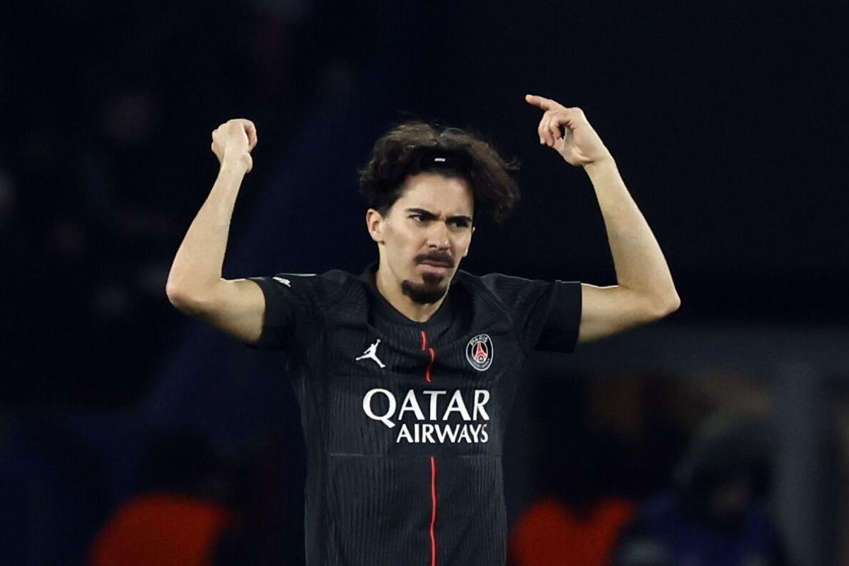 PARIS (France), 26/11/2025.- Vitinha of PSG celebrates after scoring a goal during the UEFA Champions League league phase match between Paris Saint-Germain and Tottenham Hotspur in Paris, France, 26 November 2025. (Liga de Campeones, Francia) EFE/EPA/MOHAMMED BADRA