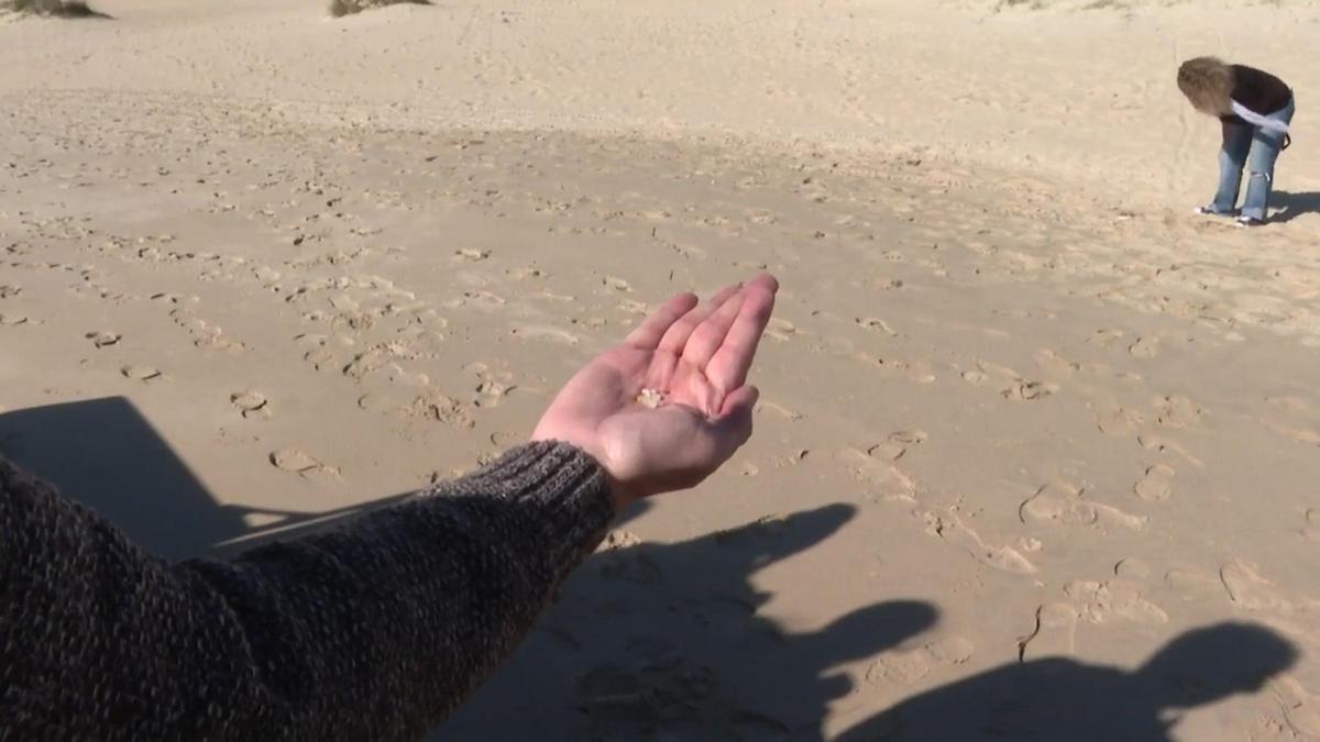 Pequeño vertido de pellets en la playa de Bolonia, en Tarifa (Cádiz)