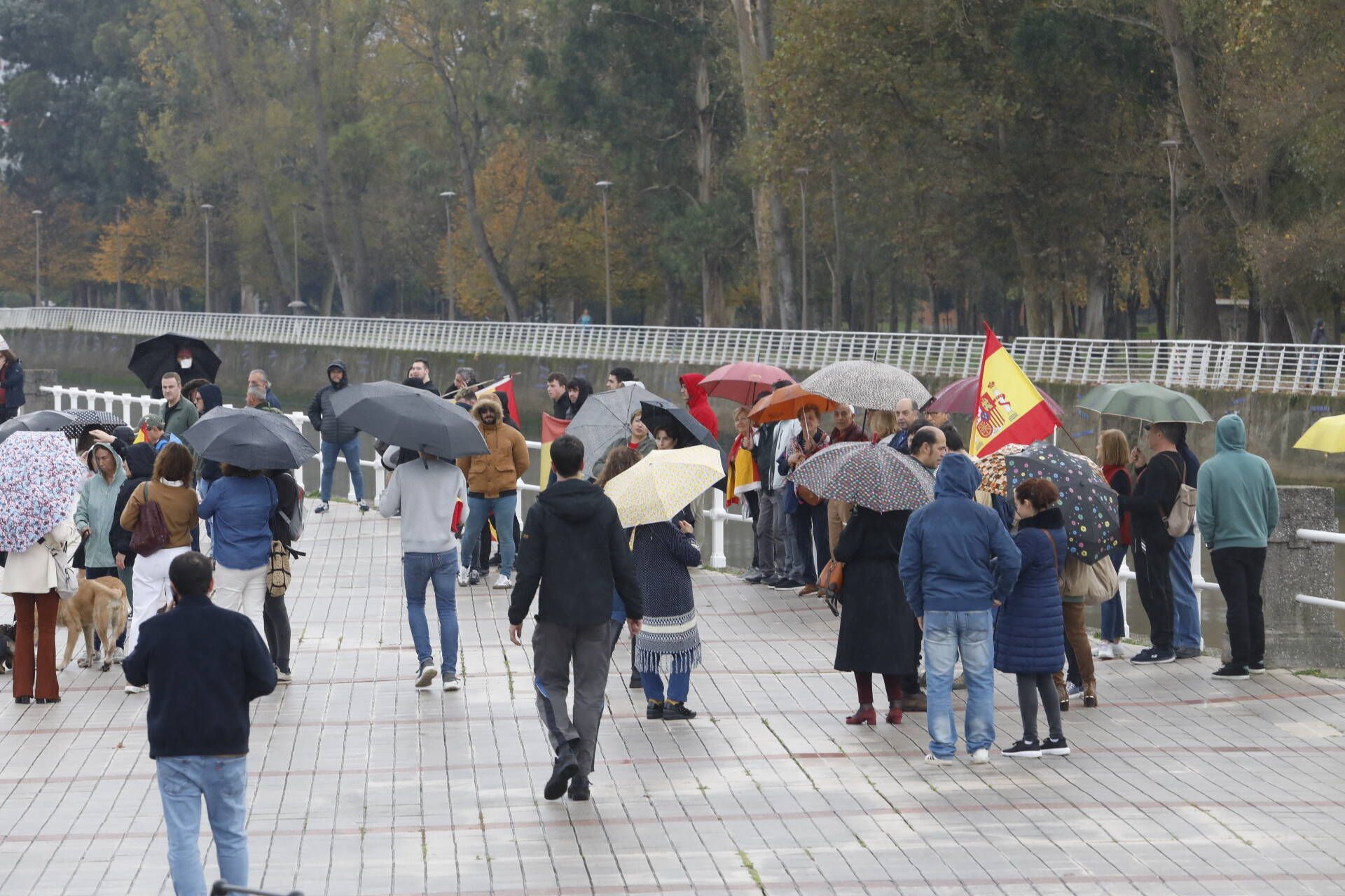 Concentración en Gijón frente a los hoteles del puente del Piles, en imágenes