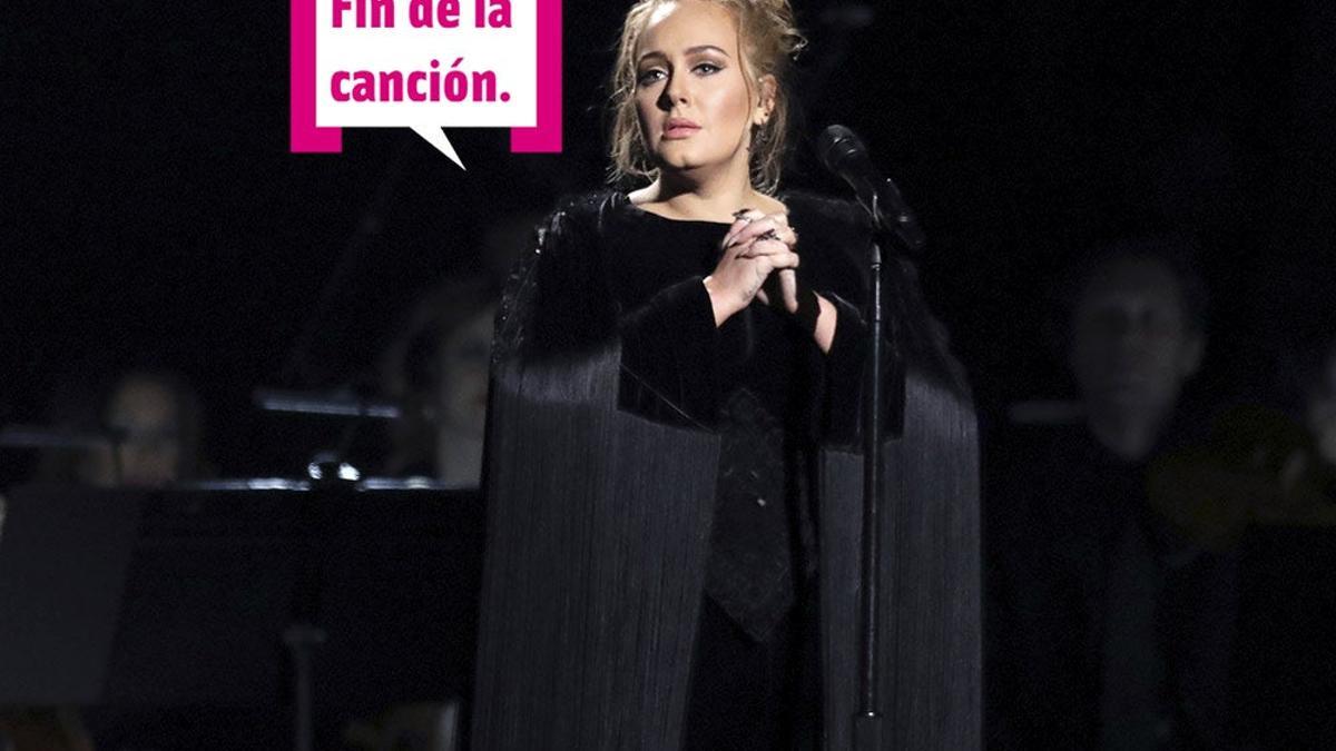 Adele con bocadillo de fin de la canción