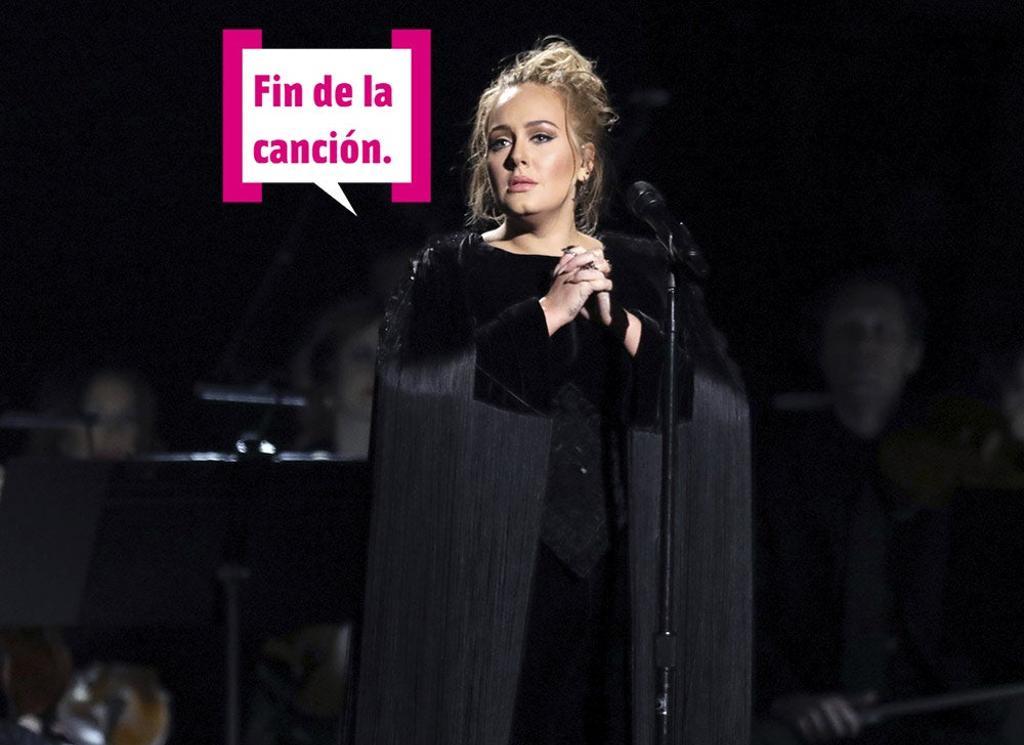 Adele con bocadillo de fin de la canción