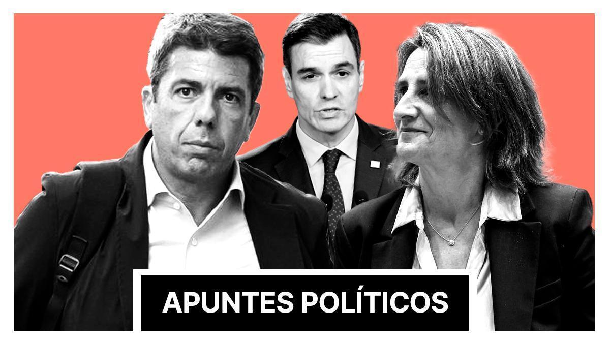Carlos Mazón, Pedro Sánchez y Teresa Ribera.