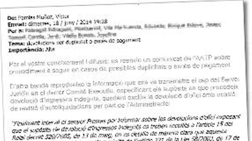 La Generalitat ordena no tornar els diners que el contribuent paga de més