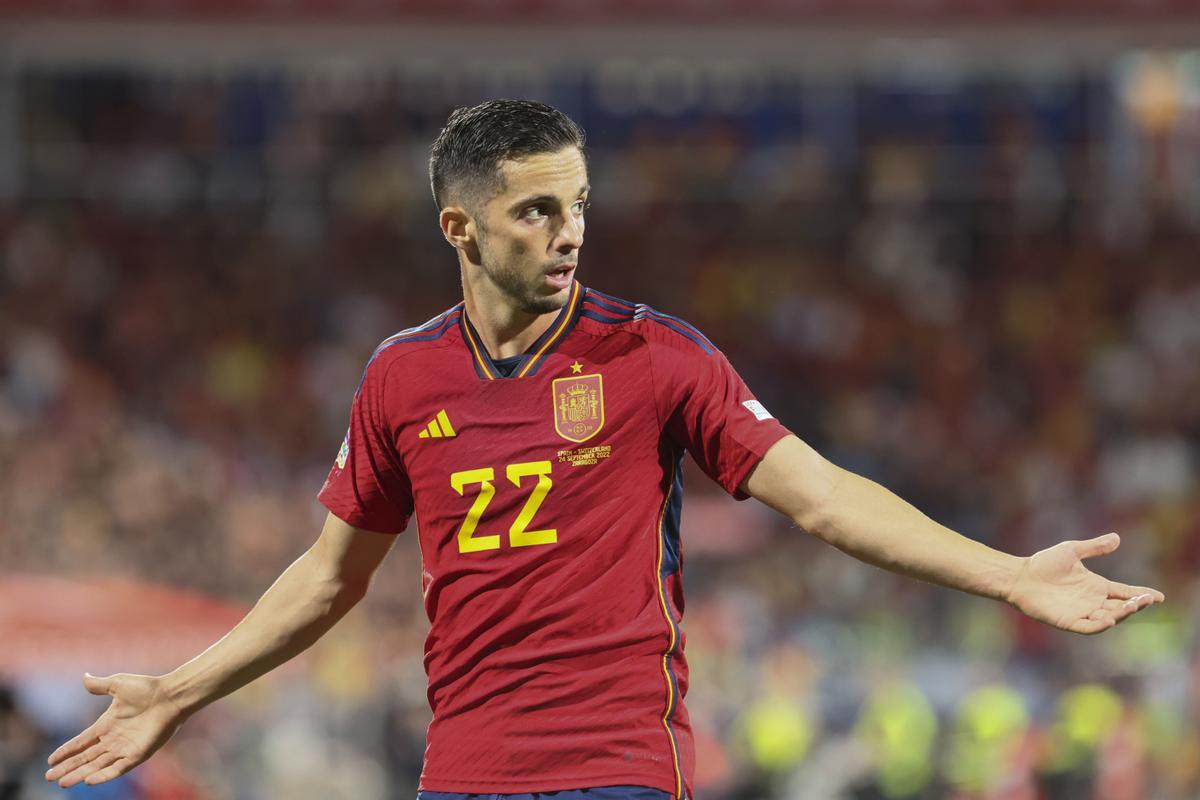 ZARAGOZA, 24/09/2022.- El delantero de la selección española Pablo Sarabia, durante el partido de la Liga de Naciones que España y Suiza disputan este sábado en el estadio de La Romareda, en Zaragoza. EFE/Toni Galán