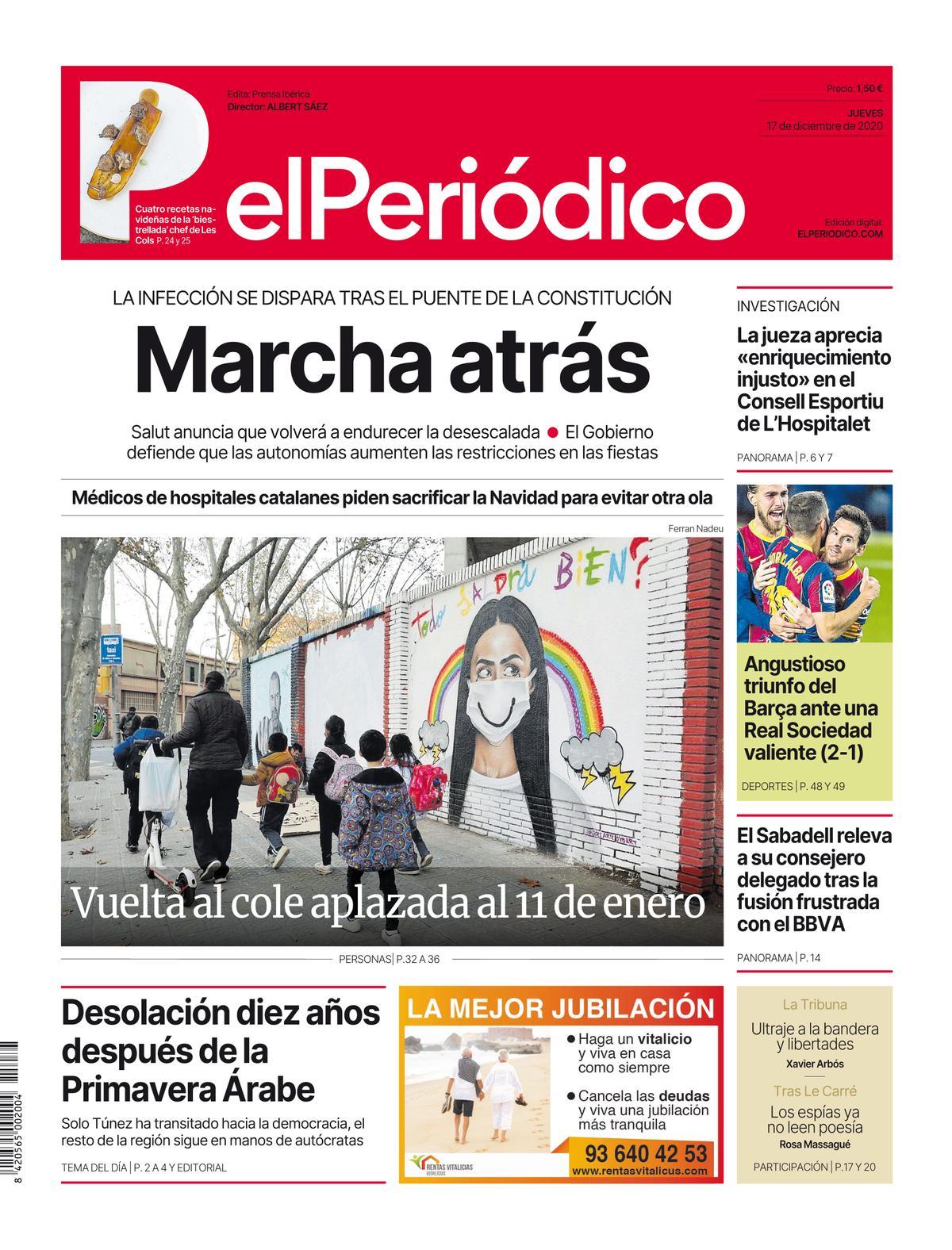 La portada del 17 de desembre del 2020
