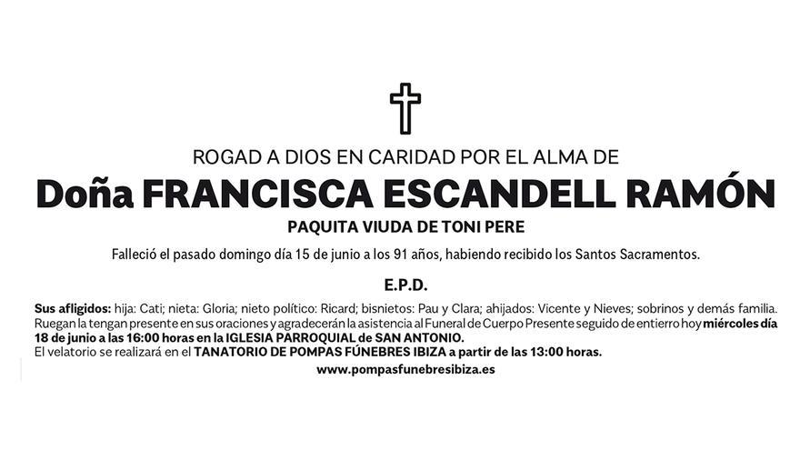 Esquela Francisca Escandell Ramon