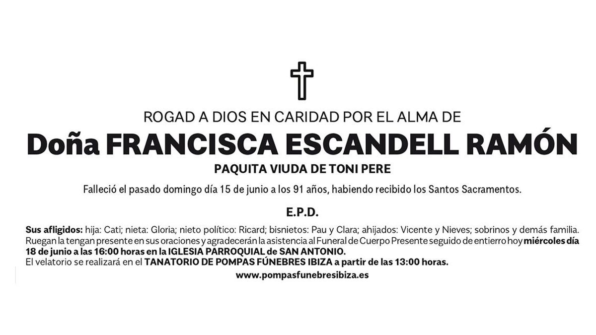 Esquela Francisca Escandell Ramon