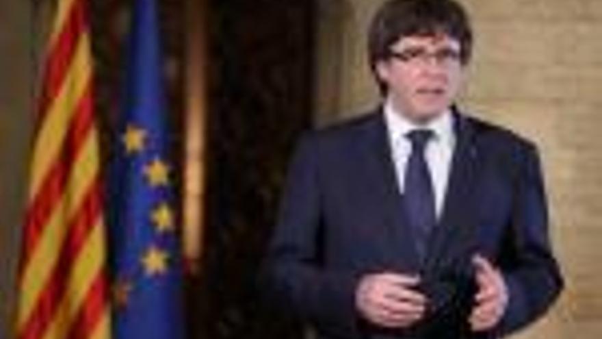 El president de la Generalitat, Carles Puigdemont, ahir durant la seva declaració institucional.