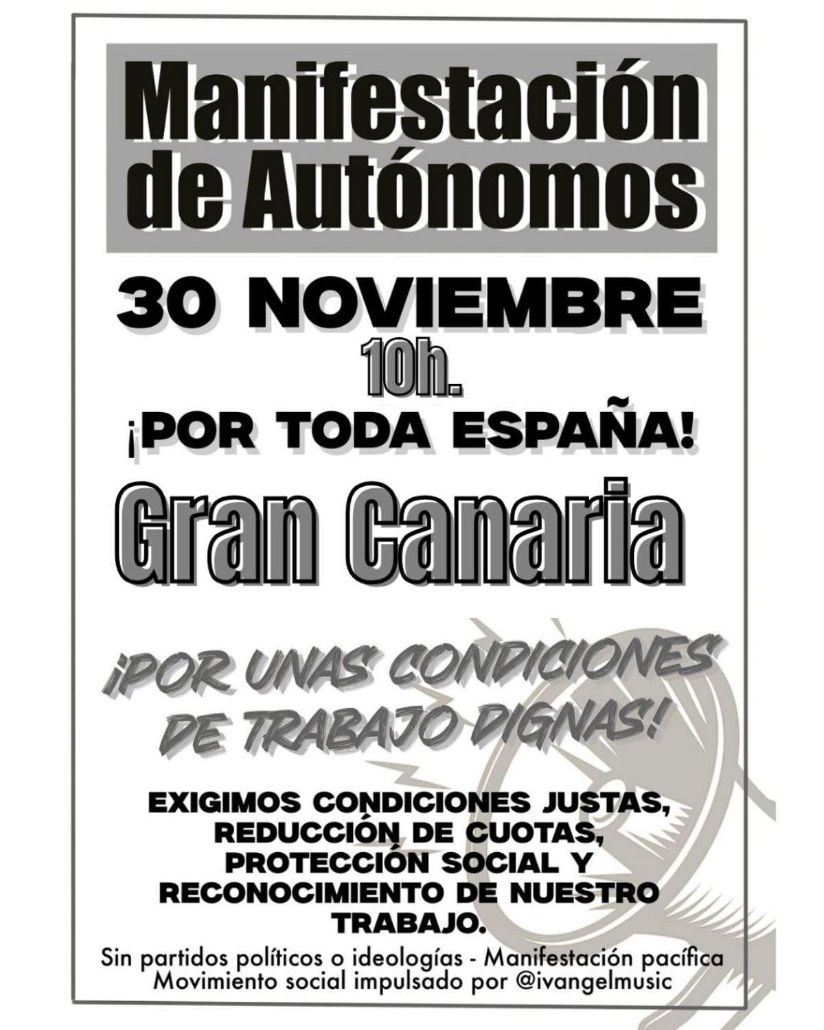 Cartel de la manifestación del 30N en Gran Canaria