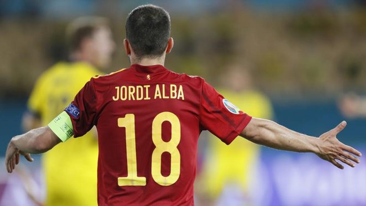 Jordi Alba, durante el partido de la selección española contra Suecia.