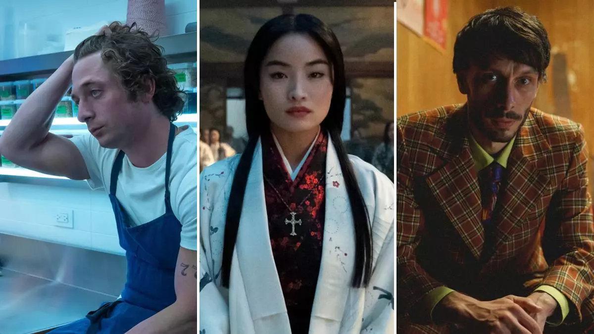 Jeremy Allen White en 'The Bear', Anna Sawai en 'Shōgun' y Richard Gadd en 'Mi reno de peluche'.