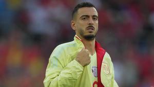 Joselu, delantero de la selección española, antes del partido contra Albania.