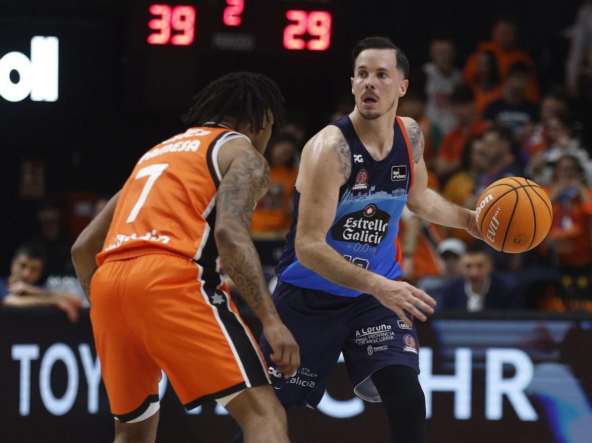 Heurtel dirige una jugada ante la intensa presión de Chris Jones. | ACB Photo