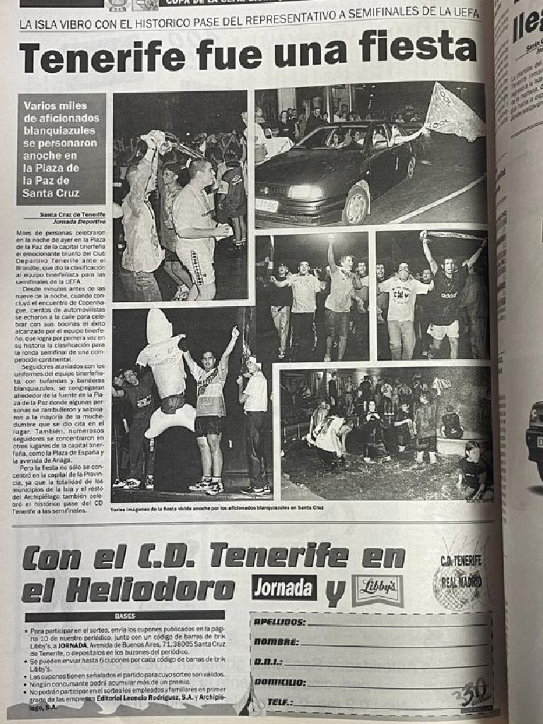 25 años del pase del CD Tenerife a semifinales de la UEFA