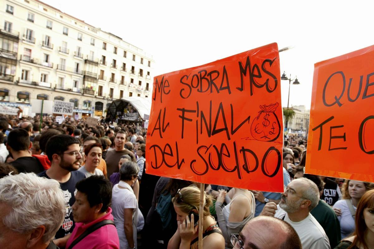 Imagen de una de las concentraciones del movimiento 15-M en Madrid.