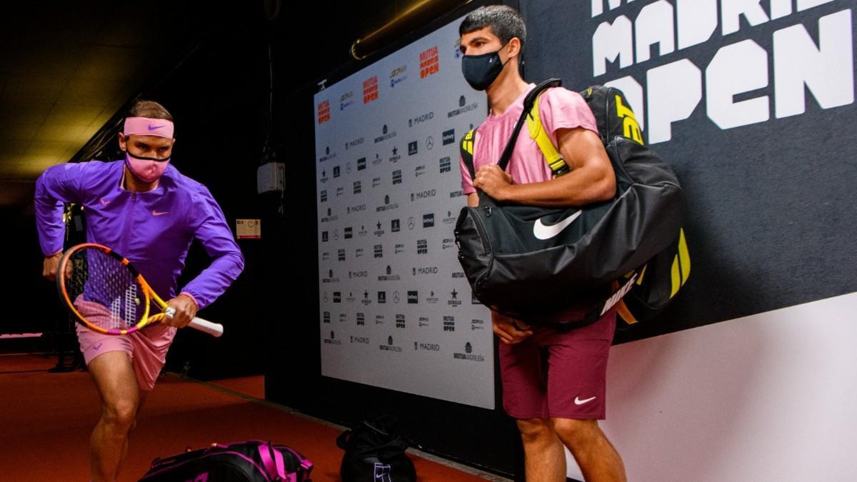 Nadal y Alcaraz, antes del partido