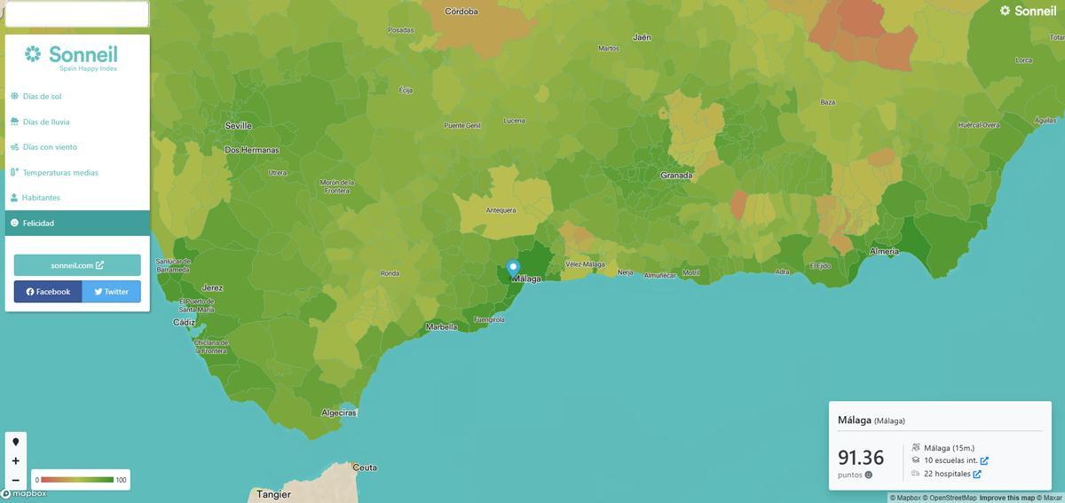 Datos de Málaga, la ciudad más feliz de España según el Spain Happy Index