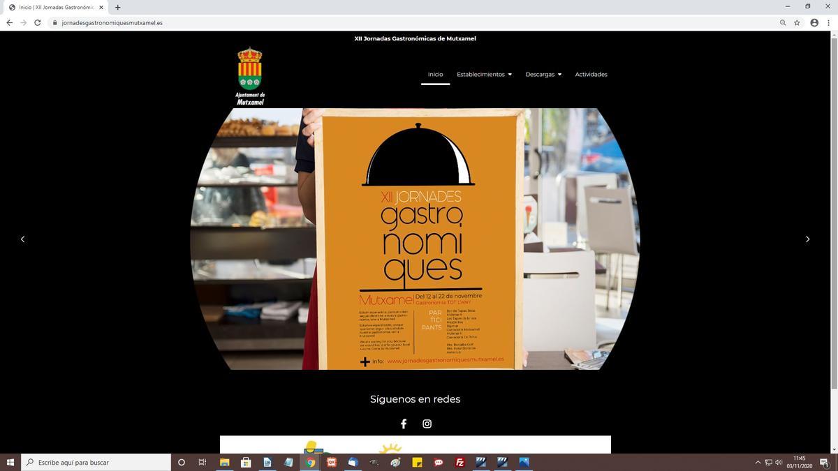 Captura de pantalla de la web de La Jornadas Gastronómicas de Mutxamel.