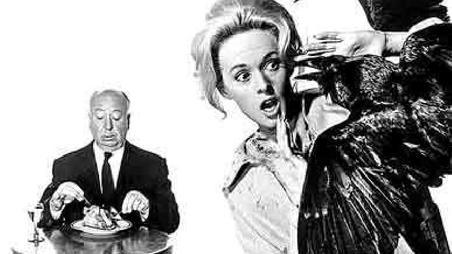 Tippi Hedren y Alfred Hitchcock, juntos en un acto público.