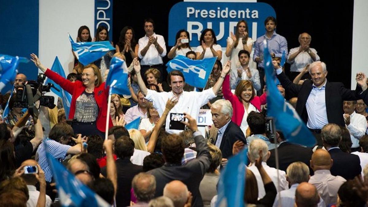 José María Aznar, en el mitin de este martes, 12 de mayo, en Zaragoza.