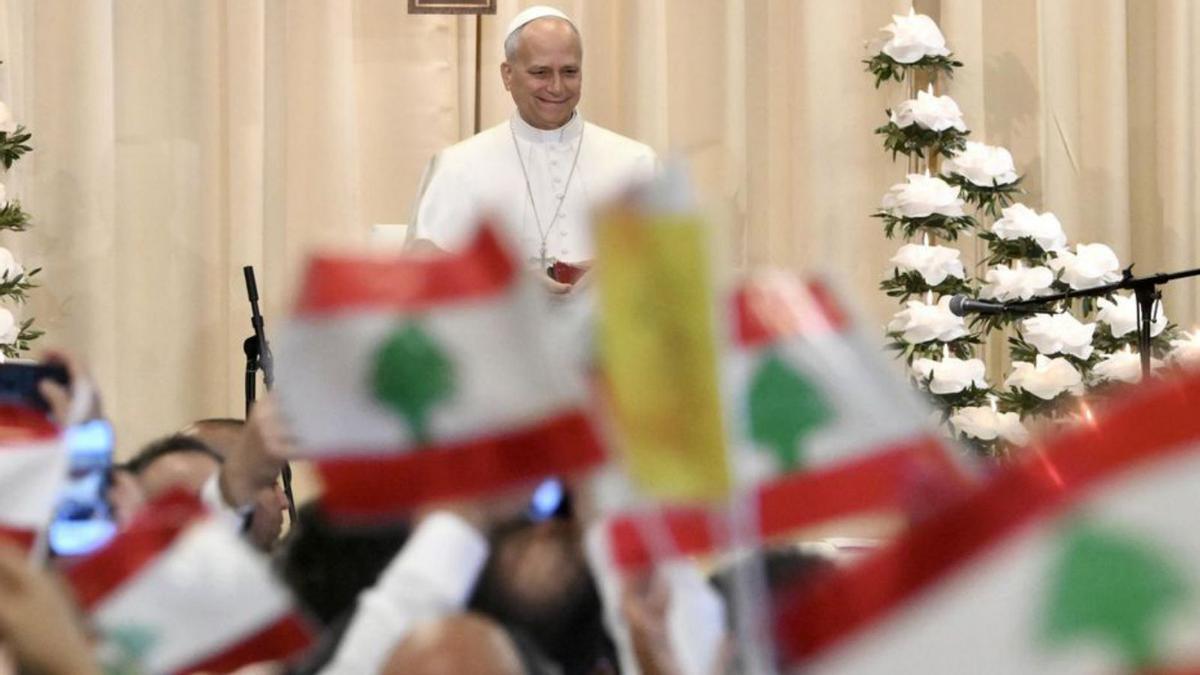 El papa Lleó XIV, a Beirut. | ALESSANDRO DI MEO / EFE