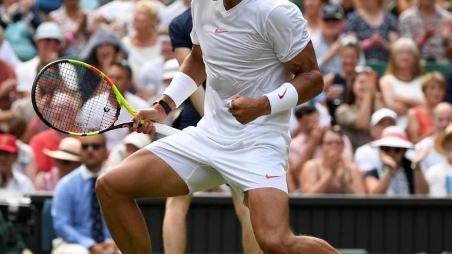 Rafel Nadal en la celebración de uno de sus puntos del jueves.