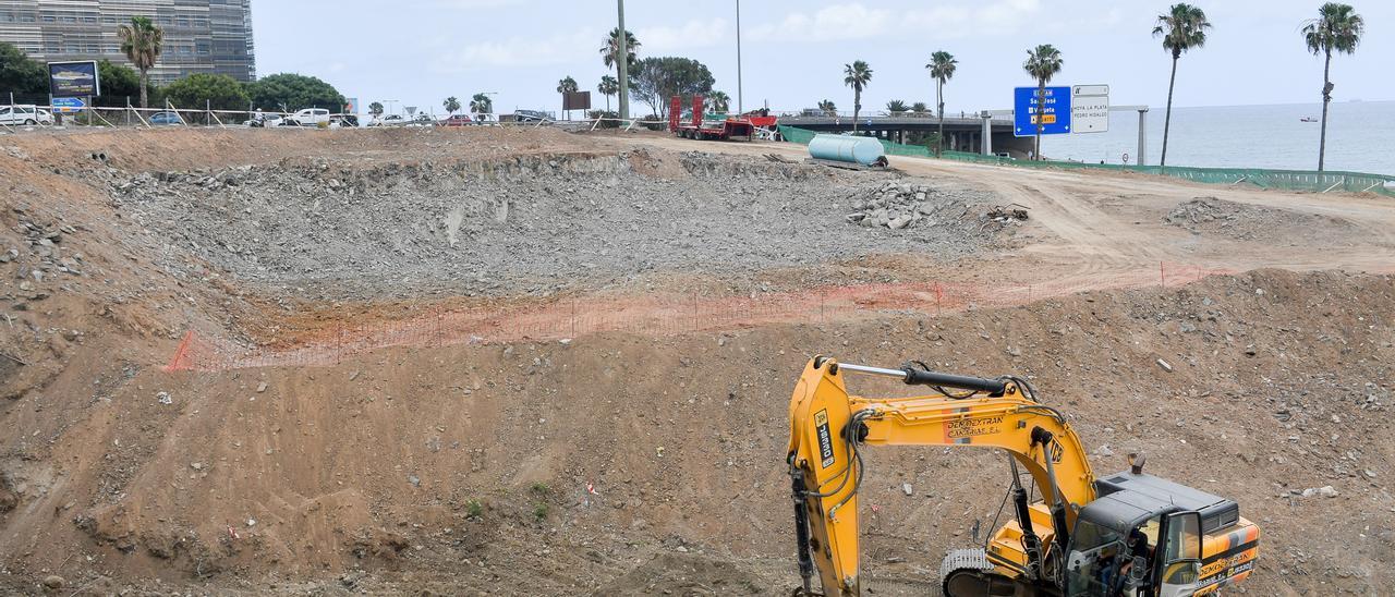 Obras de la estación de la metroguagua de Hoya de la Plata