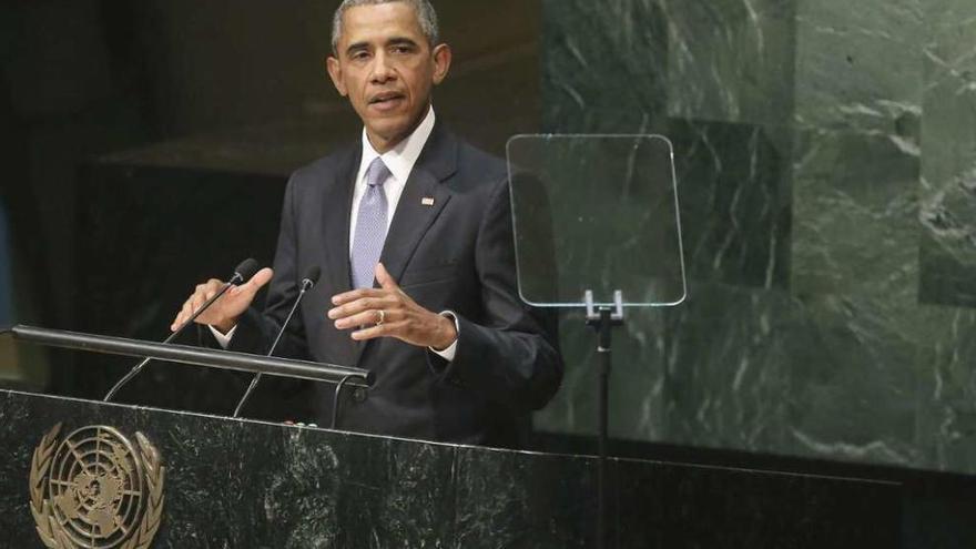 Obama, durante su intervención de ayer ante la Asamblea General de la ONU. // Efe