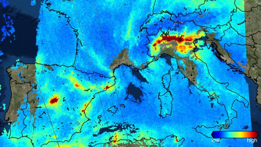 La imagen muestra la contaminación en Europa.