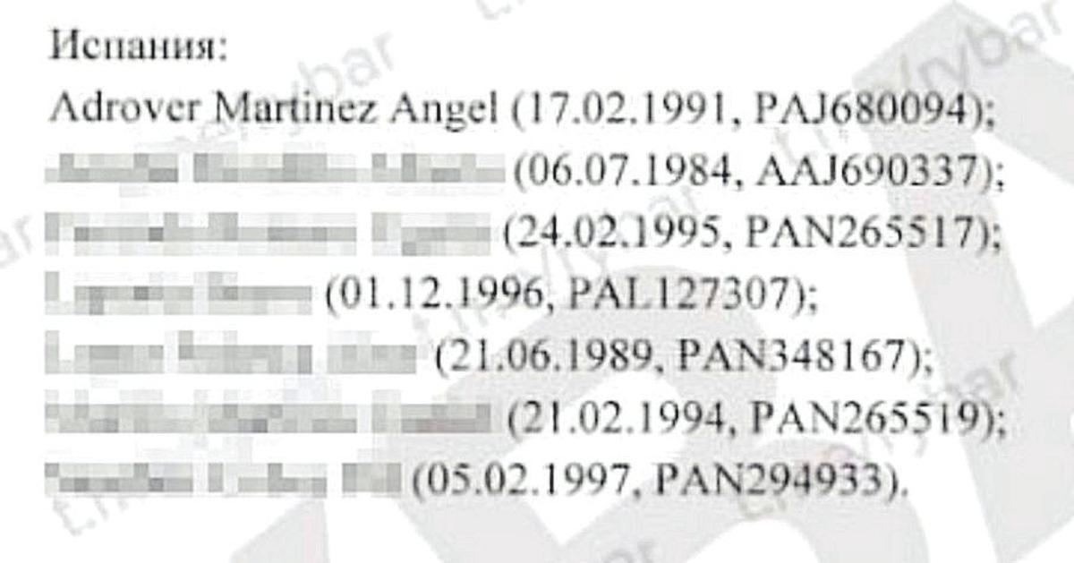 Lista de «Mercenarios» españoles filtrada por hackers.