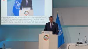 Pedro Sánchez en la Conferencia de los Océanos de Niza.