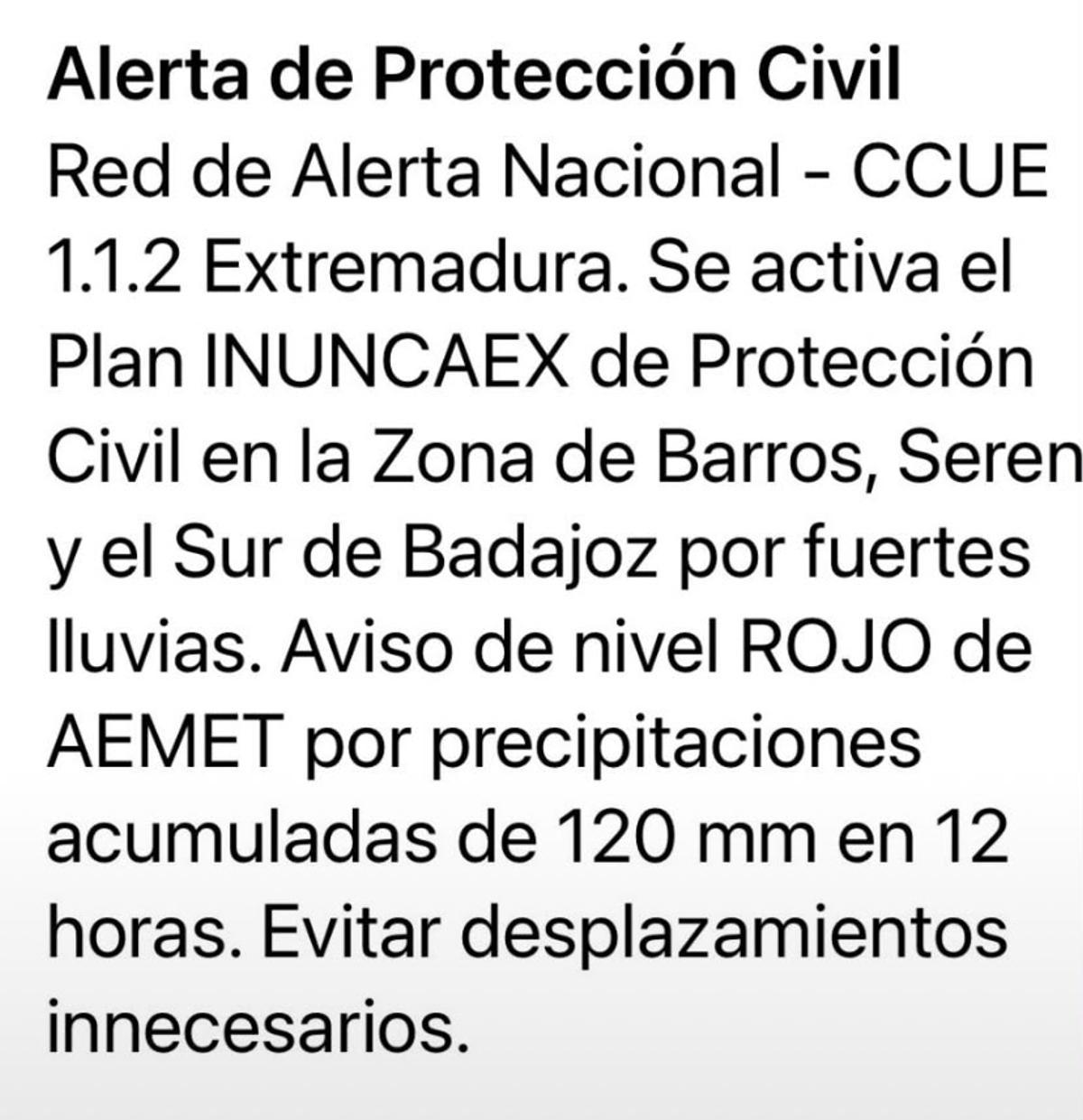 Mensaje de Protección Civil
