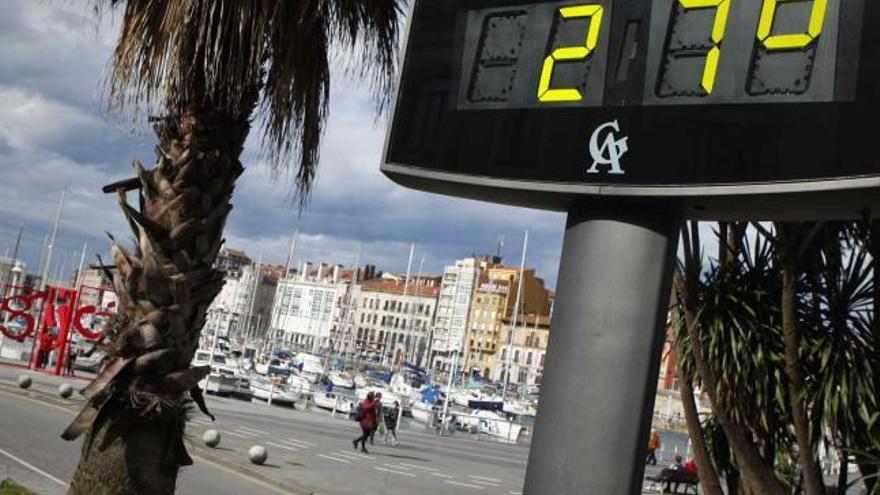 Termómetro que marca los 27 grados.