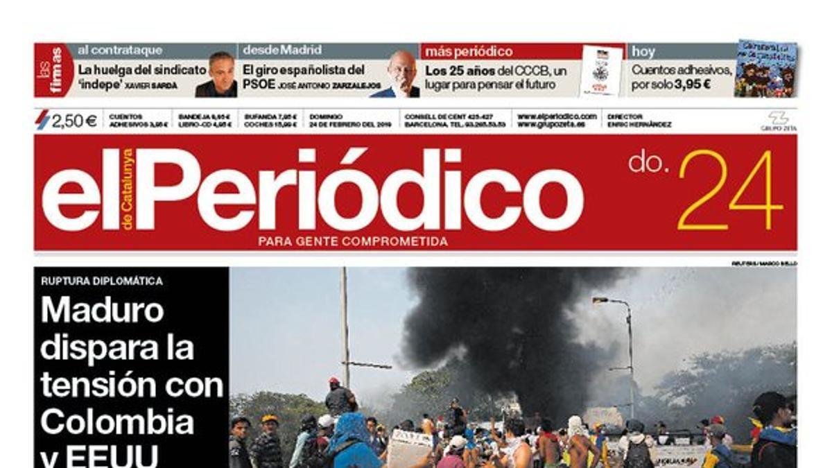 La portada de EL PERIÓDICO del 24 de febrero del 2019