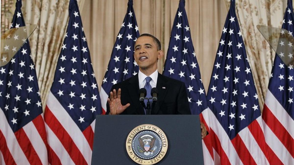 Barack Obama durante su discurso en la Casa Blanca