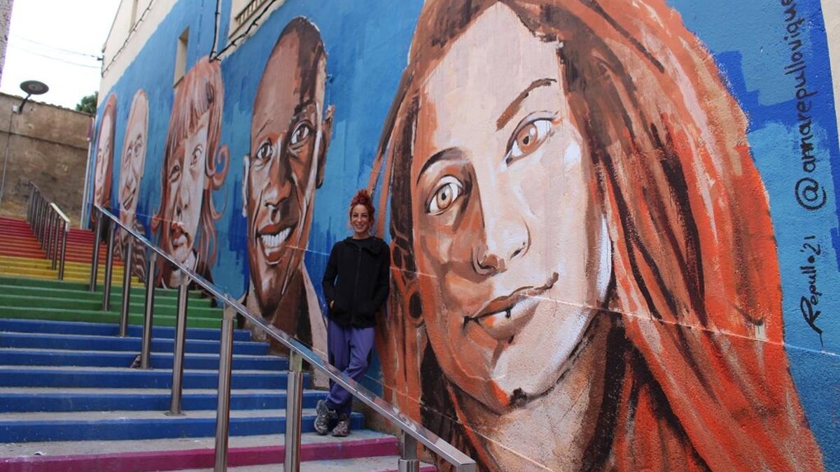 Anna Repullo ha sido una de las ganadoras del concurso de arte urbano convocado por el ayuntamiento de Binéfar.