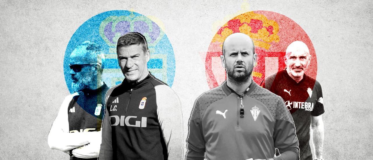 Los entrenadores del Oviedo y del Sporting del último año