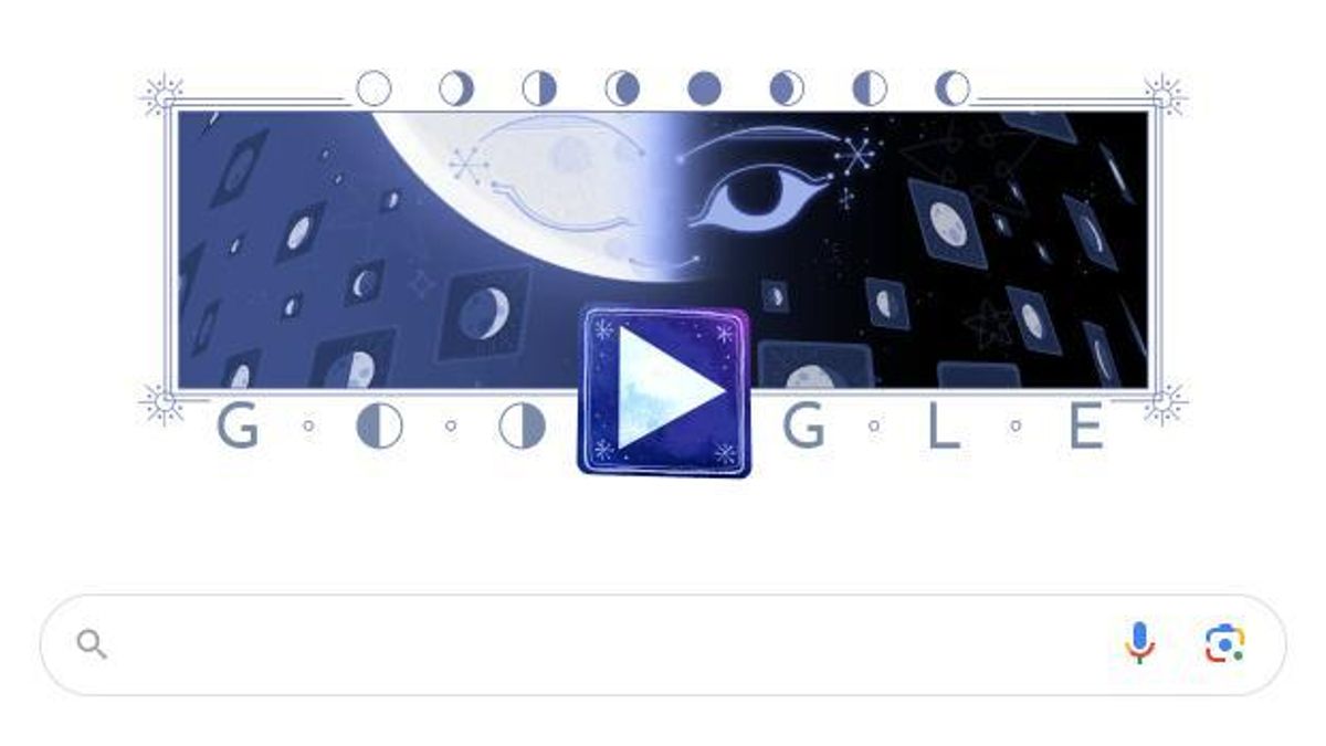 Pantalla de inicio de Google con el doodle de la Luna