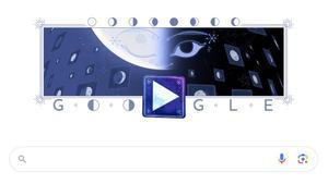 Pantalla de inicio de Google con el doodle de la Luna