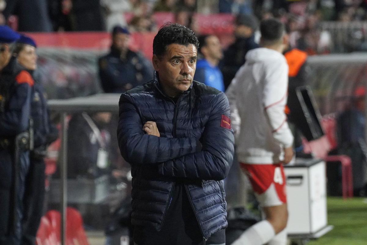 Míchel Sánchez, durante el partido frente al Getafe en Montilivi.