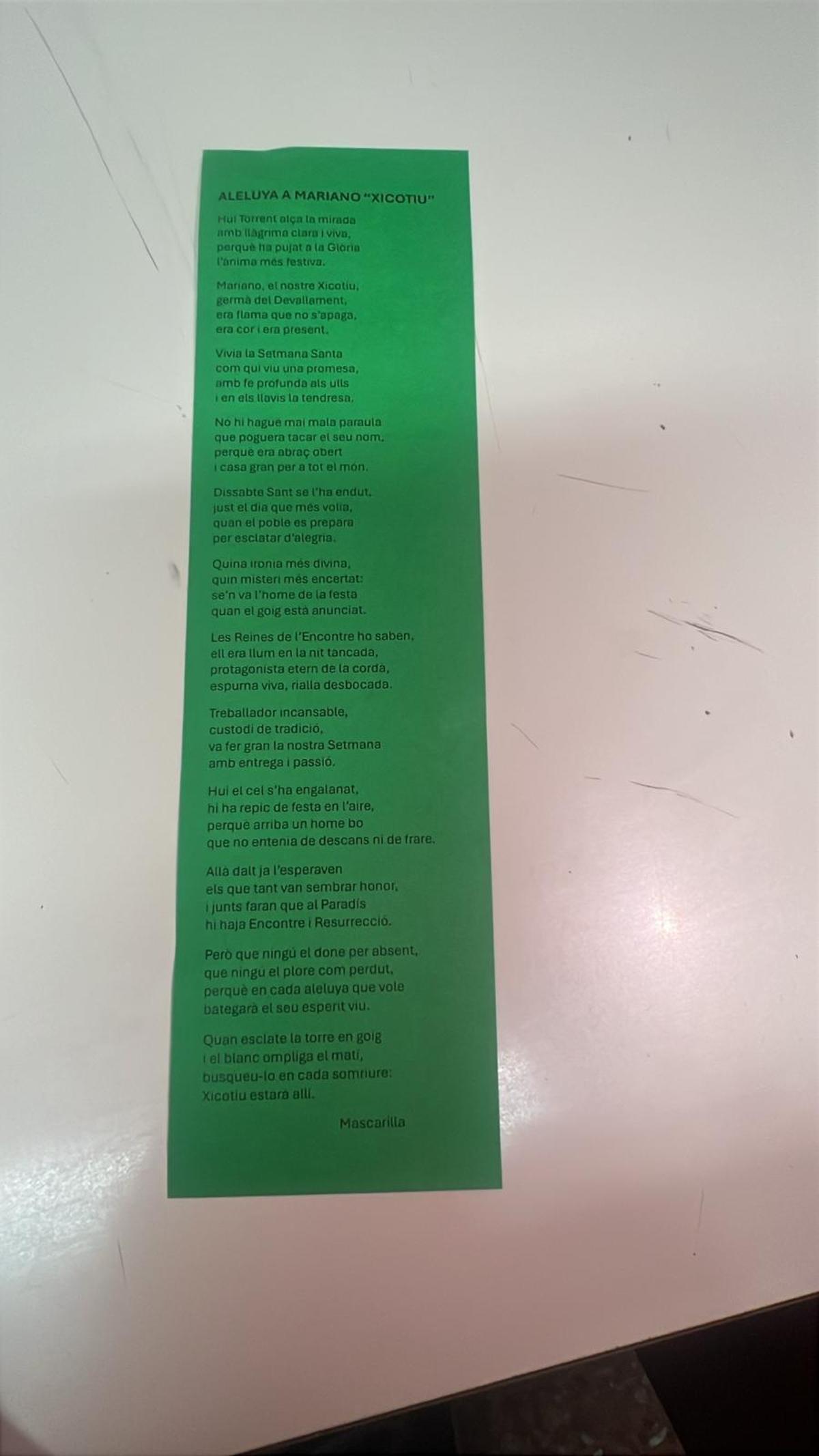 Aleluya dedicada a Mariano Burguera