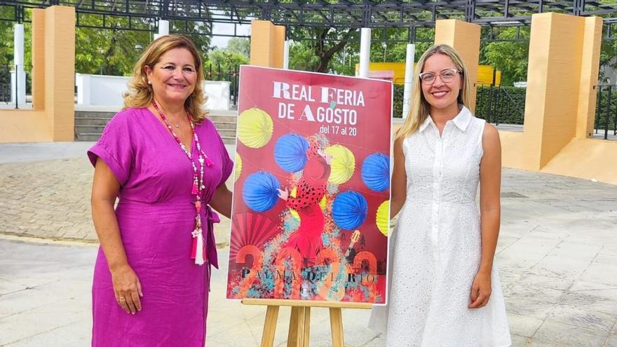 Las concejalas de Festejos y Cultura y Turismo presentando la Real Feria de Agosto  de Palma del Río y su cartel