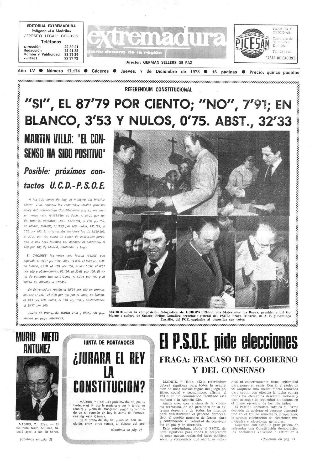 La portada del 7 de diciembre de 1978