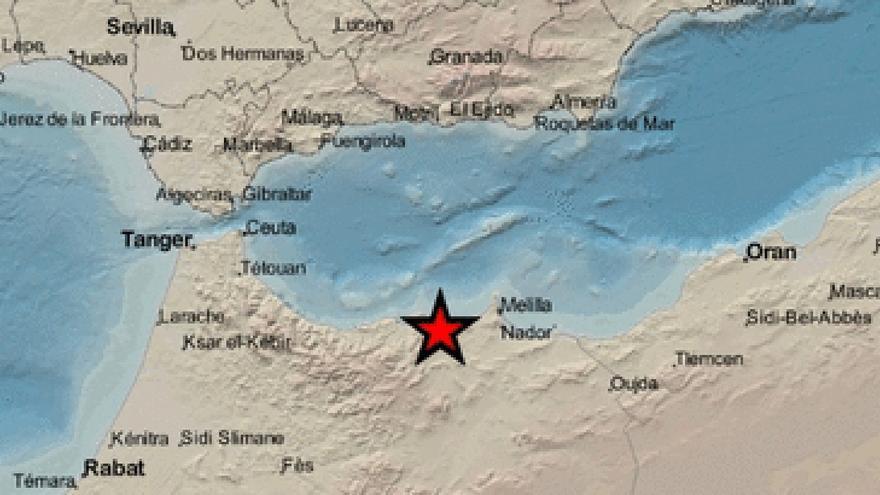 Imagen del IGN donde se ubica el epicentro del terremoto.