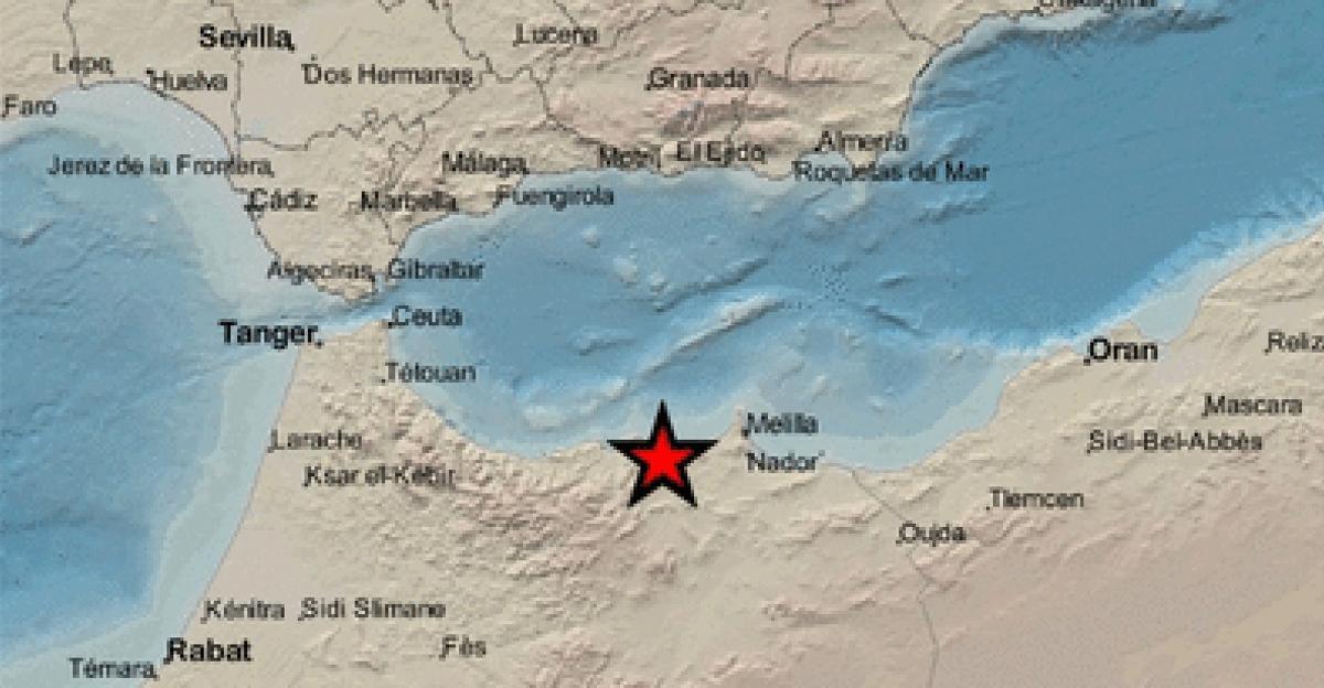 Imagen del IGN donde se ubica el epicentro del terremoto.