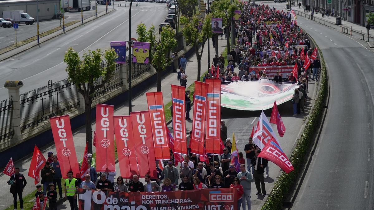 Día de los Trabajadores en A Coruña: miles de coruñeses en las manifestaciones del primero de mayo