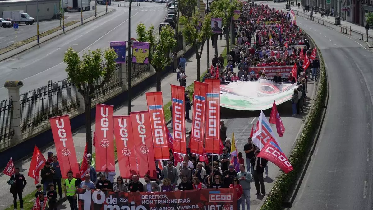 La crisis de vivienda y la guerra, en el foco en el 1 de mayo en A Coruña: "No podemos dar pasos atrás"