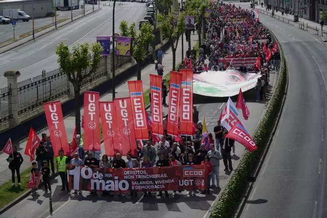 Día de los Trabajadores en A Coruña: miles de coruñeses en las manifestaciones del primero de mayo