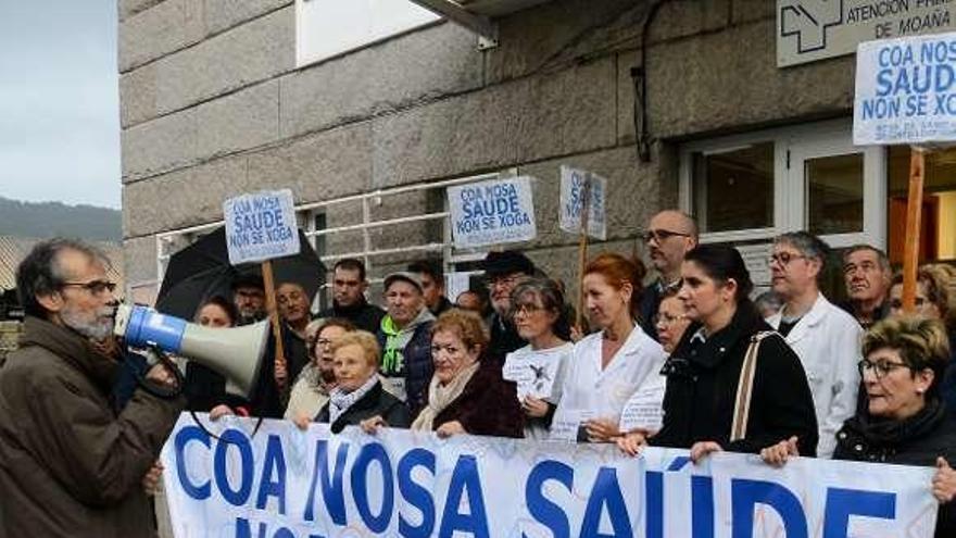 Un momento de la protesta en Moaña. // Gonzalo Núñez