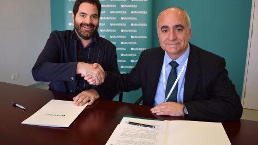 David Saldoni i Valentí Martínez han signat el conveni de col·laboració